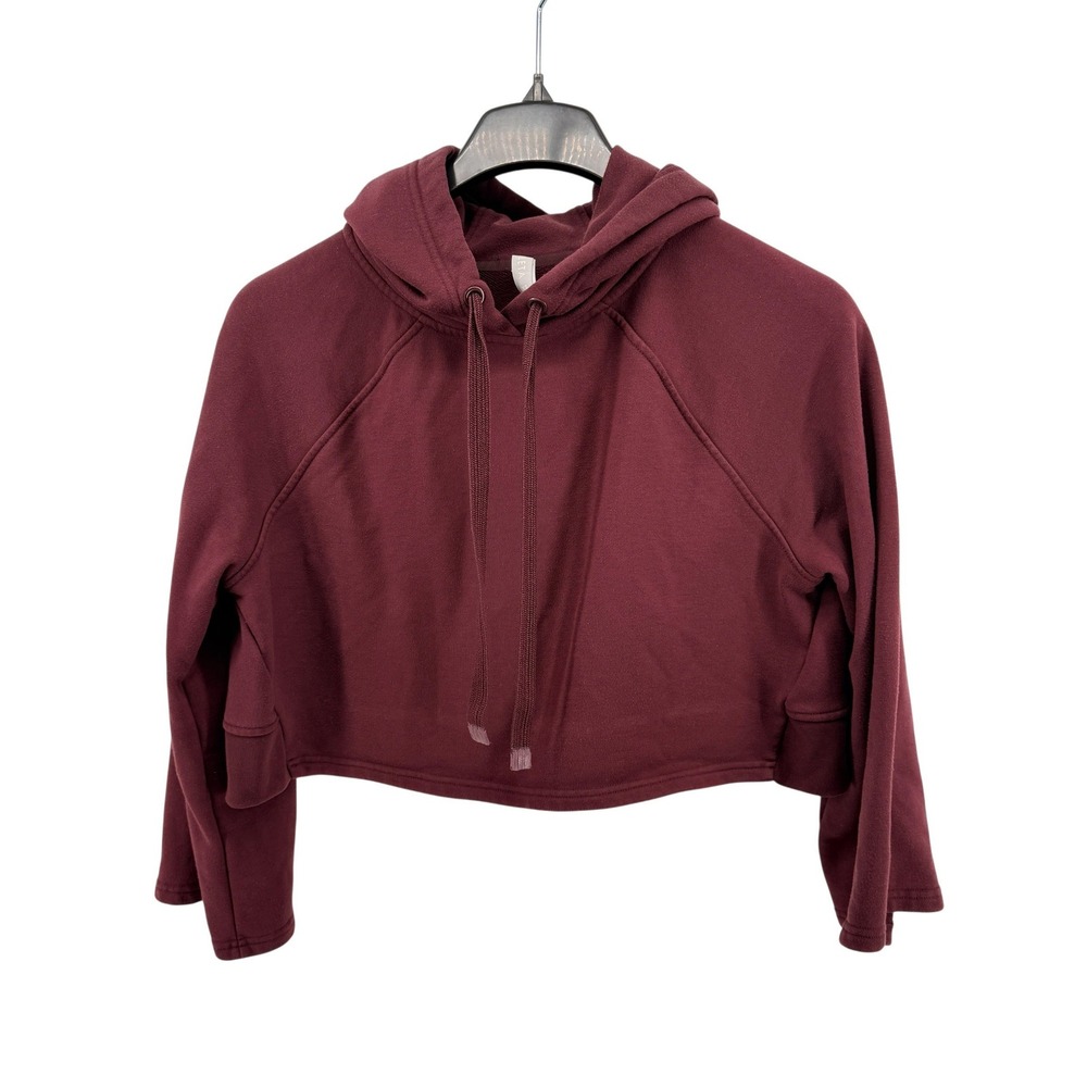 Athleta Steady State Cropped Sweatshirt Womens XS Pre-Owned Burgundy Hoodie Cozy